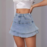 Washed Fashion Half Body Puffy Skirt GKNF-TSYJ-836