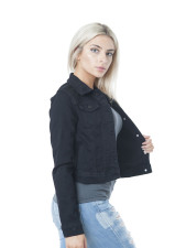 Lapel Solid Color Single-breasted Short Denim Jacket GDPF-3178