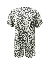 Leopard Print Short Sleeve Loose Shorts Set SFY-2579