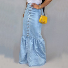 Denim Fishtail Half-body Skirt  XCFF-9508