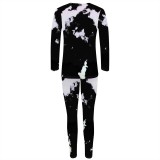 Tie Dye Print Long Sleeve Two Piece Pants Set YMT-6458