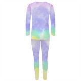 Tie Dye Print Long Sleeve Two Piece Pants Set YMT-6458