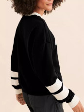 Color Block Letter Print Knits Sweatshirt GWDS-0403