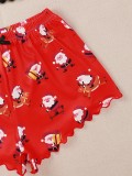 Santa Claus Printed Vest Shorts Pajamas Loungewear Set GXMB-9243