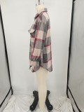 Loose Long Sleeve Plaid Shirt Coat OUQF-274