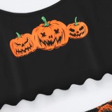 Halloween Pumpkin Print Sling Loungewear Pajama Set GXMB-TL9531