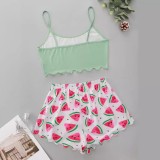 Watermelon Print Sling Loungewear Set  GXMB-TL9446