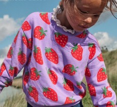 Kids Girl's Strawberry Print Crew Neck Sweatshirt GASD-8210