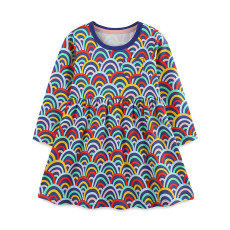 Kids Girl's Print Long Sleeve Fashion Dress GASD-1534