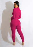 Solid Color Zipper V Neck Jumpsuit YD-1167