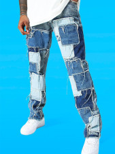 Men's Fashion Color Block Straight Jean GDMY-MGD31