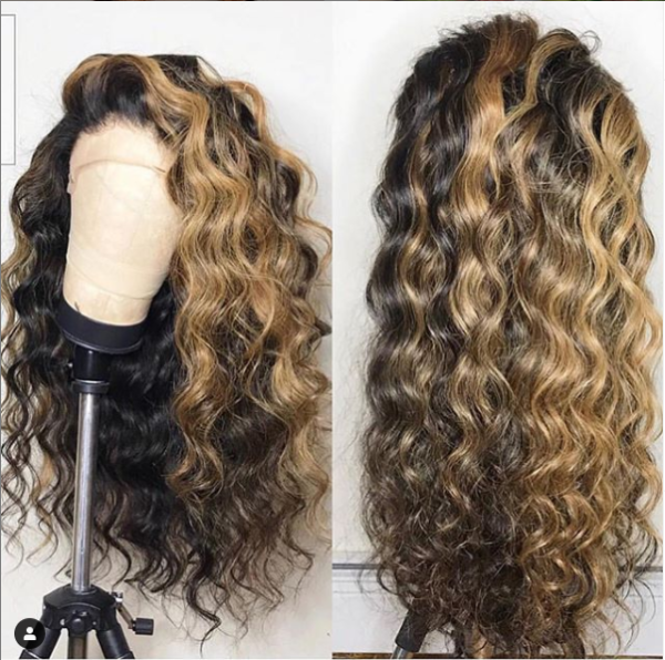 Youmi Human Virgin Hair Wave Ombre 1B/27 Pre Plucked Lace Front Wig And Full Lace Wig And 13x4 Tranaparent Lace Wig For Black Woman Free Shipping (YM0018)
