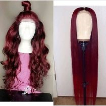 Youmi Human Virgin Hair Pre Plucked 99J 13x4 Tranaparent Lace Front Wig And Full Lace Wig And Burgundy Lace Wig For Black Woman Free Shipping (YM0027)