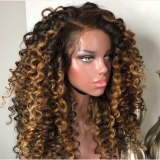 Youmi Human Virgin Hair Pre Plucked 13x4 Tranaparent Lace Front Wig And Ombre Curly Lace Wig For Black Woman Free Shipping (YM0033)