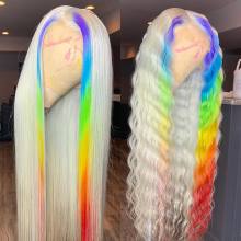 Youmi Human Virgin Hair Pre Plucked 13x4 Lace Front Wig And Rainbow Lace Wig For Black Woman Free Shipping (YM0071)