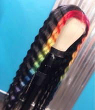 Youmi Human Virgin Hair Pre Plucked 13x4 Tranaparent Lace Front Wig And Full Lace Wig And Rainbow Colorful Lace Wig For Black Woman Free Shipping (YM0097)
