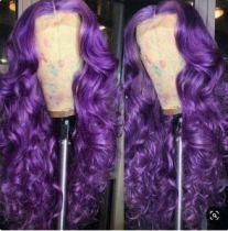 Youmi Human Virgin Hair Pre Plucked Ombre 13x4 Lace Front Wig And Purple Wave Lace Wig For Black Woman Free Shipping (YM0113)