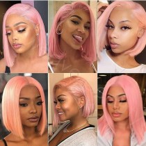 Youmi Human Virgin Hair Pre Plucked Ombre 13x4 Lace Front Wig And Full Lace Wig And Pink Bob Lace Wig For Black Woman Free Shipping (YM0116)