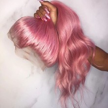 Youmi Human Virgin Hair Pre Plucked Ombre 13x4 Lace Front Wig And Pink Wave Lace Wig For Black Woman Free Shipping (YM0131)