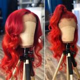 Youmi Human Virgin Hair Pre Plucked 13X6 Lace Front Wig And Red Wave Lace Wig For Black Woman Free Shipping (YM0110)