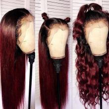 Youmi Human Virgin Hair Pre Plucked 1b/99j Lace Front Wig And Full Lace Wig And 13x4 Tranaparent Lace Wig For Black Woman Free Shipping (YM0147)