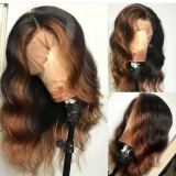 Youmi Human Virgin Hair Pre Plucked 13x6 Tranaparent Lace Front Wig And Ombre Brown Lace Wig For Black Woman Free Shipping (YM0150)