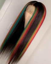 Youmi Human Virgin Hair Pre Plucked 13x4 Tranaparent Lace Front Wig And Rainbow Colorful Lace Wig For Black Woman Free Shipping (YM0153)