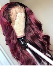 Youmi Human Virgin Hair Pre Plucked 13x6 Tranaparent Lace Front Wig And Ombre Burgundy Lace Wig For Black Woman Free Shipping (YM0170)