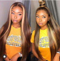 Youmi Human Virgin Hair Pre Plucked 13x4 Tranaparent Lace Front Wig And Full Lace Wig And Ombre Brown Lace Wig For Black Woman Free Shipping (YM0195)