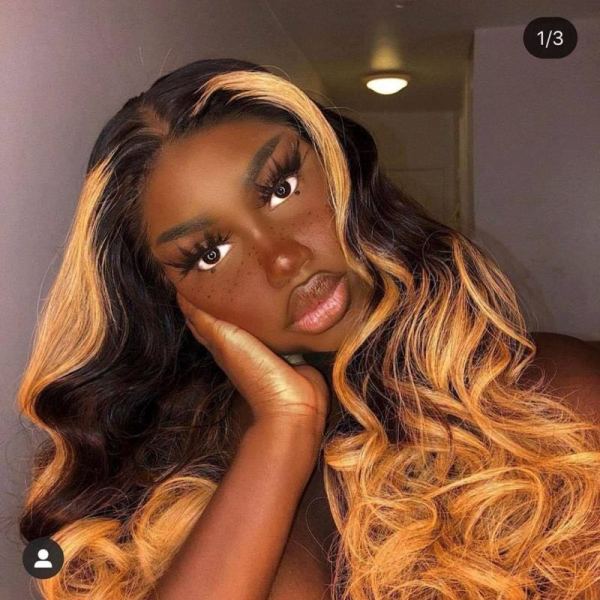 Youmi Human Virgin Hair Pre Plucked Ombre 13x4 Tranaparent Lace Front Wig For Black Woman Free Shipping (YM0211)