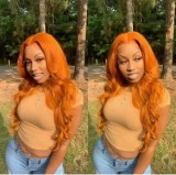 Youmi Human Virgin Hair Pre Plucked Wave 13x4 Lace Front Wig And Orange Wave Lace Wig For Black Woman Free Shipping (YM0059)