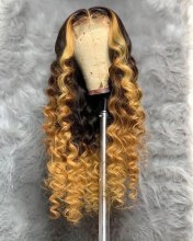 Youmi Human Virgin Hair Pre Plucked Ombre 13x4 Tranaparent Lace Front Wig And Full Lace Wig And Brown Wave Lace Wig For Black Woman Free Shipping (YM0224)