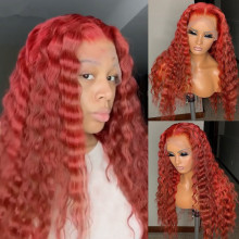Youmi Human Virgin Hair Pre Plucked Ombre 13x4 Tranaparent Lace Front Wig And Full Lace Wig And Red Wave Lace Wig For Black Woman Free Shipping (YM0221)
