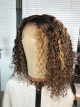 Youmi Human Virgin Hair Pre Plucked Ombre 13x4 Tranaparent Lace Front Wig And Curly Bob Lace Wig For Black Woman Free Shipping (YM0229)