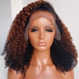 Youmi Human Virgin Hair Pre Plucked Ombre 13x4 Tranaparent Lace Front Wig And Brown Curly Lace Wig For Black Woman Free Shipping (YM0240)