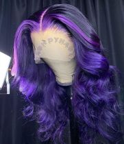 Youmi Human Virgin Hair Pre Plucked Ombre 13x4 Lace Front Wig And Full Lace Wig And Purple Wave Lace Wig For Black Woman Free Shipping (YM0081)