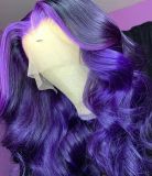 Youmi Human Virgin Hair Pre Plucked Ombre 13x4 Lace Front Wig And Full Lace Wig And Purple Wave Lace Wig For Black Woman Free Shipping (YM0081)