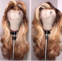 Youmi Human Virgin Hair Pre Plucked 13x4 Tranaparent Lace Front Wig And Full Lace Wig And Ombre Honey Blonde Lace Wig For Black Woman Free Shipping (YM0009)