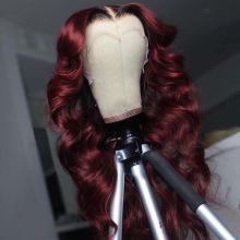 Youmi Human Virgin Hair Pre Plucked 13x4 Tranaparent Lace Front Wig And Full Lace Wig And 99J Burgundy Lace Wig For Black Woman Free Shipping (YM0058)