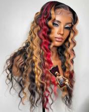 Youmi Human Virgin Hair Pre Plucked Ombre 13x4 Tranaparent Lace Front Wig For Black Woman Free Shipping (YM0287)