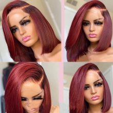 Youmi Human Virgin Hair Pre Plucked Ombre 13x4 Tranaparent Lace Front Wig And Burgundy Lace Wig For Black Woman Free Shipping (YM0270)
