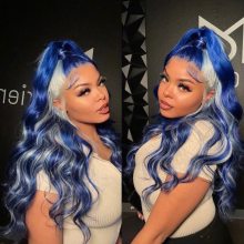 Youmi Human Virgin Hair Pre Plucked Ombre 13x4 Lace Front Wig And Blue Wig For Black Woman Free Shipping (YM0314)