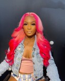 Youmi Human Virgin Hair Pre Plucked Ombre 13x4 Lace Front Wig And Pink Wig For Black Woman Free Shipping (YM0317)