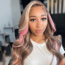 Youmi Human Virgin Hair Pre Plucked Ombre 13x4 Lace Front Wig And Full Lace Wig And Pink Wig For Black Woman Free Shipping (YM0327)