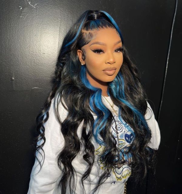Youmi Human Virgin Hair Pre Plucked Ombre 13x4 Lace Front Wig And Full Lace Wig And Black and Blue Wig For Woman Free Shipping (YM0329)
