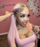 Youmi Human Virgin Hair Pre Plucked Pink 13x4 Lace Front Wig And Full Lace Wig For Black Woman Free Shipping (YM0341)