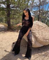 EVE Sexy Lace Hollow Out Spaghetti Strap Slim Jumpsuit LX-6932