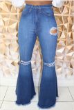 EVE Denim Ripped Holes Jeans High Waist Flare Pants LX-8906