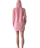 EVE Pearl Beading Pink Hooded Mini Dress CQ-5110