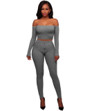 Sexy Off Shoulder Tight Pants Sets Two Pieces TE-3307